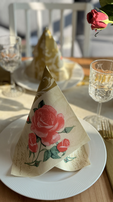 Ünnepi asztali szalvéták, Linclass – Romantic (Arany) / 40 × 40 cm / 12 db [3]