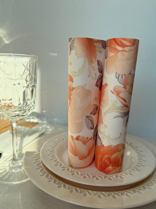 Ünnepi asztali szalvéta, Linclass - Rosalie (pasztell narancs) / 40 x 40 cm / 50 db [3]