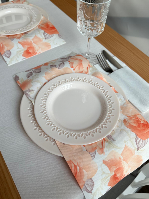 Ünnepi asztali szalvéta, Linclass - Rosalie (pasztell narancs) / 40 x 40 cm / 50 db [9]