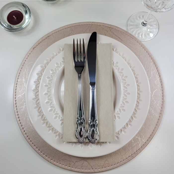 Linclass ultra prémium szalvéták, Pebble Stone (bézs pasztell), 40 × 40 cm, hajtogatás 1/8, 12 db [2]