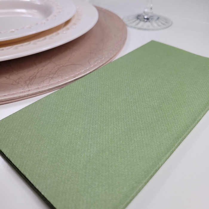 Linclass ultra prémium szalvéták, olívazöld, 40 × 40 cm, hajtogatás 1/8, 12 db [5]