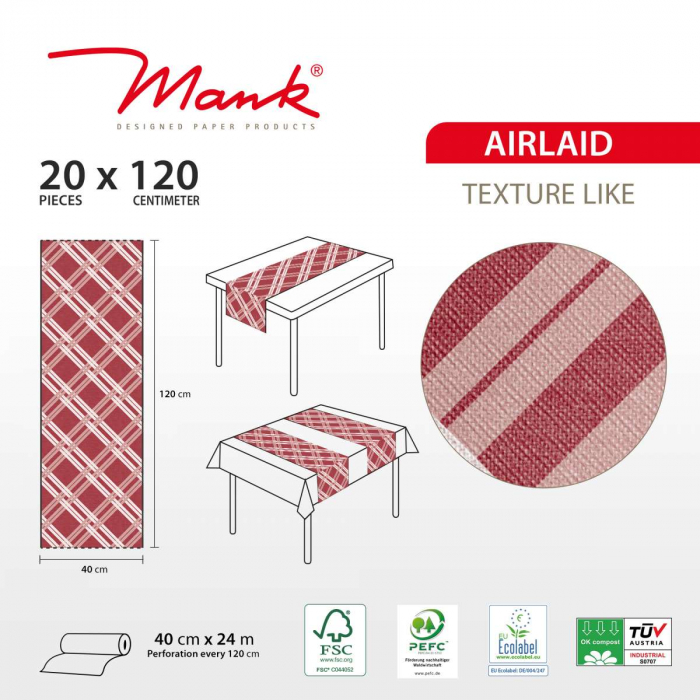 Asztali futó Linclass - Fabio (bordeaux) / 40 cm x 24 m / 1 tekercs [3]