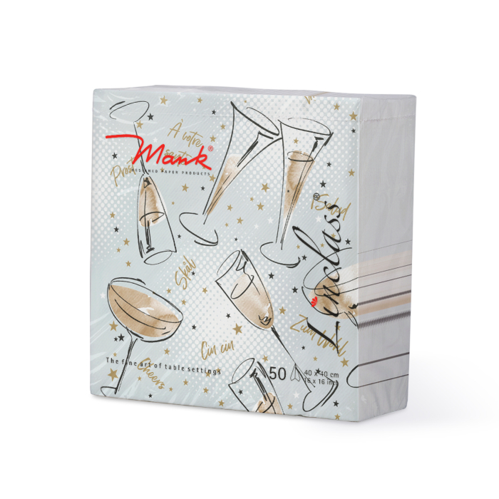 Unnepi Linclass asztali szalvetak Szilveszterre/Ujevre - Cheers / 40 × 40 cm / 50 db [3]