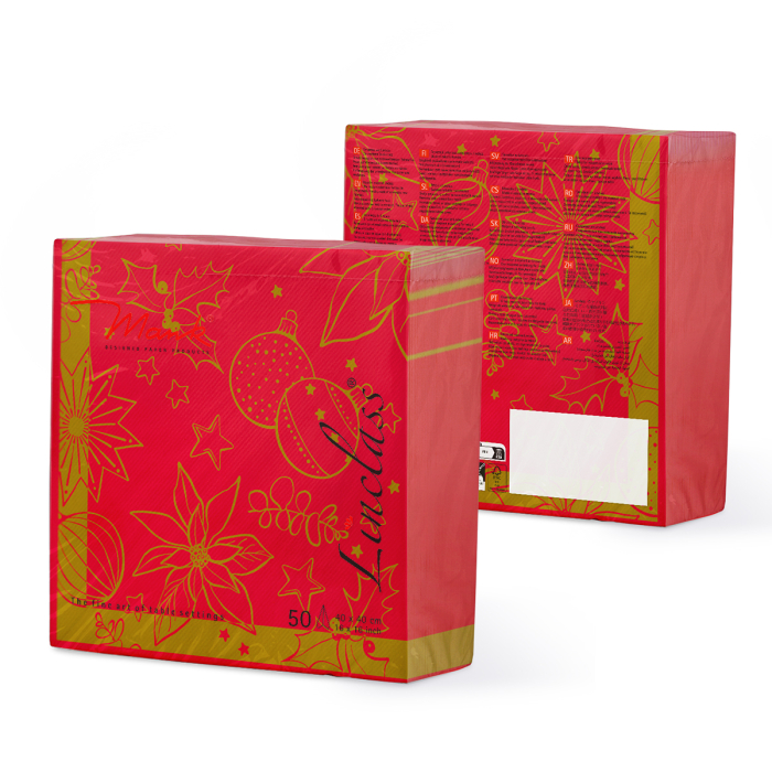 Unnepi Linclass asztali szalvetak Szilveszterre/Ujevre - Milan rot / piros / 40 × 40 cm / 50 db [3]