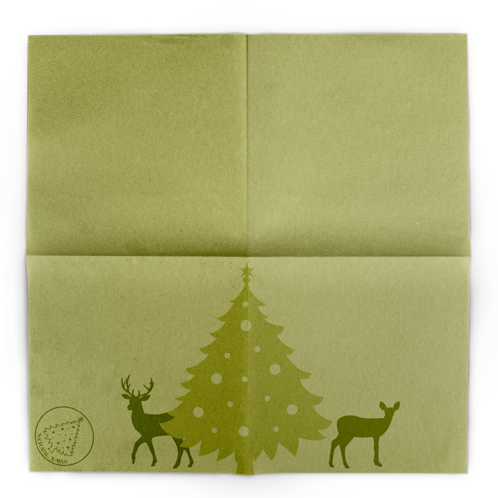 Unnepi Linclass asztali szalvetak Szilveszterre/Ujevre - Natural X-Mas oliv / olivazold / 40 × 40 cm / 50 db [3]