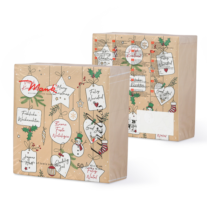 Unnepi Linclass asztali szalvetak Szilveszterre/Ujevre - Snowman / 40 × 40 cm / 50 db [3]