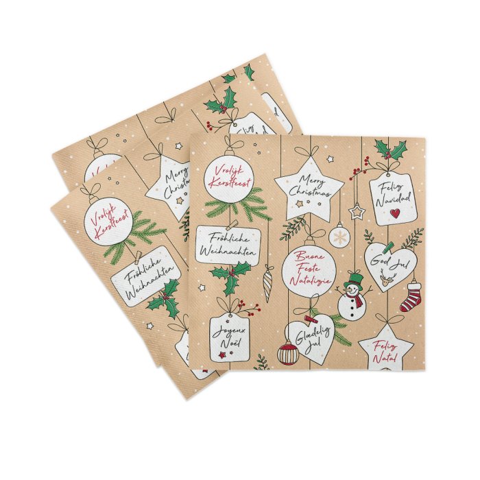 Unnepi Linclass asztali szalvetak Szilveszterre/Ujevre - Snowman / 40 × 40 cm / 50 db [2]