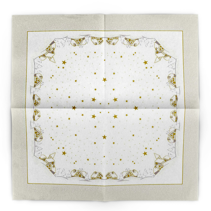 Unnepi Linclass asztali szalvetak Szilveszterre/Ujevre - Winterzauber / Teli varazs / 40 × 40 cm / 50 db [2]