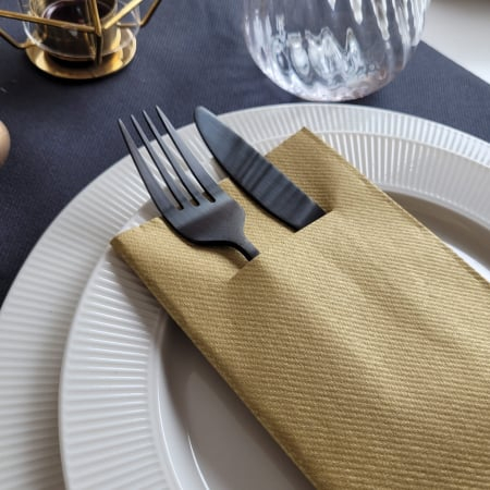 Zsebes evőeszköz-tartó szalvéta Linclass – Arany (Arany) / 40 × 40 cm / 75 db [12]