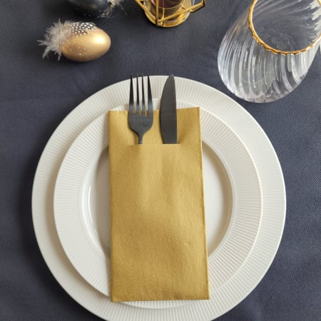 Zsebes evőeszköz-tartó szalvéta Linclass – Arany (Arany) / 40 × 40 cm / 75 db [10]