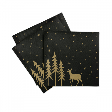 Szalvéták asztali ünnepi Linclass - Liane (Fekete-Arany) / 40 x 40 cm / 50 db [3]