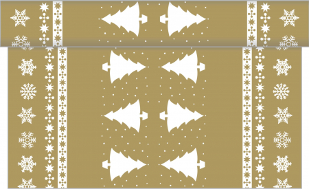 Asztali futó - Asztali futó Linclass - Fehér Tree (Arany) / 40 cm x 4,8 m / 1 tekercs