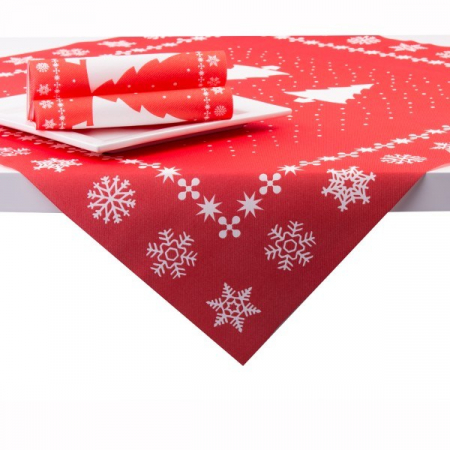 ASZTALTERÍTŐK - Asztalterítő, Linclass - Fehér Tree (piros) / 80 x 80 cm / 1 db