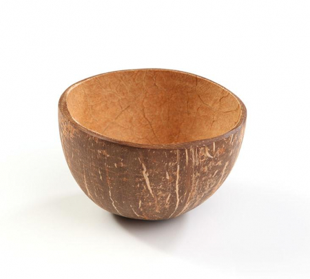 PRÉMIUM EGYSZER HASZNÁLATOS EDÉNYEK - Kókuszdió héjából készült, kerek tálka / 200 ml / kb. Ø 80/130 × h60/90 mm / 10 db  