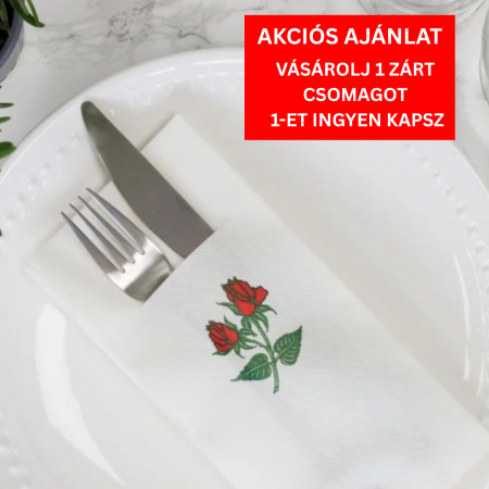 Linclass, PRÉMIUM MINŐSÉG - BAX evőeszköztartó zsebszalvéta Linclass Airlaid – Rózsa / 43 × 43 cm / 750 db