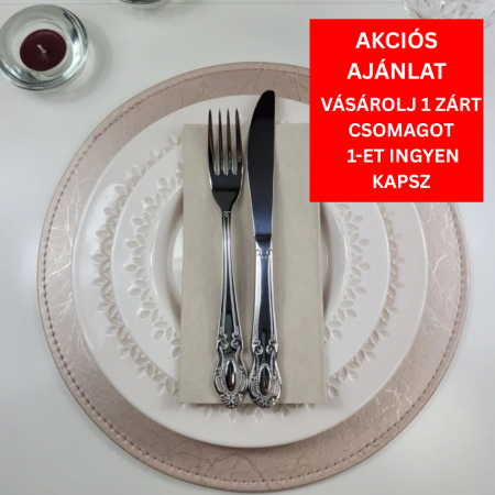 1 + 1 INGYEN - BAX Linclass prémium szalvéta, kavics bézs, 40 × 40 cm, hajtogatás 1/8, 864 db