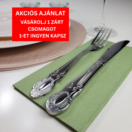 1 + 1 INGYEN - BAX Linclass prémium szalvéta, olíva, 40 × 40 cm, hajtogatás 1/8, 864 db