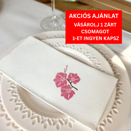 1 + 1 INGYEN - BAX Ünnepi Softpoint szalvéta – Shija (orchidea rózsaszín minta) / 40 × 40 cm / hajtogatás 1/8, 600 db