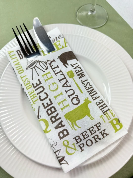 BAX Zsebes evőeszköztartó szalvéta – Linclass Airlaid BBQ / 40 × 40 cm / 1200 db [2]