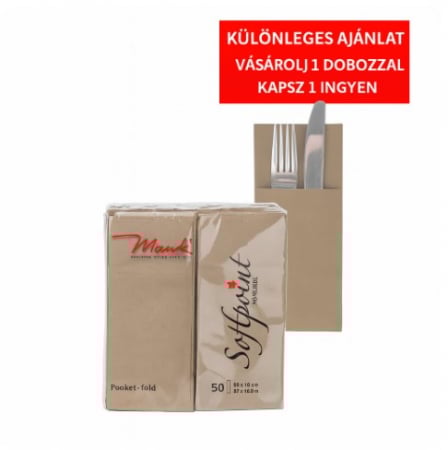 Softpoint, LEGKELENDŐBB - BAX Zsebes evőeszköz‑tartó szalvéta - Softpoint (Bézs) / 33 x 40 cm / 900 db