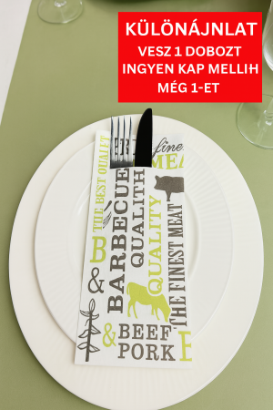 1 + 1 INGYEN - BAX Zsebes evőeszköztartó szalvéta – Linclass Airlaid BBQ / 40 × 40 cm / 1200 db