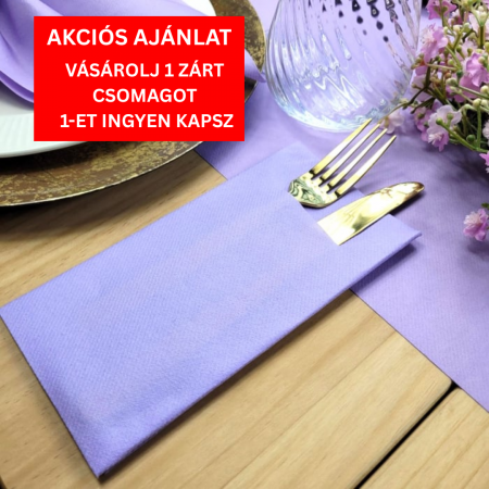 1 + 1 INGYEN - BAX Zsebes evőeszköztartó szalvéta – Linclass Lila / 40 × 40 cm / 600 db