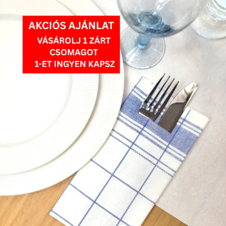 1 + 1 INGYEN - BAX Zsebes evőeszköztartó szalvéta – Linclass Nadeem (fehér alapon kockás) / 40 × 40 cm / 750 db