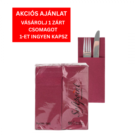 Softpoint, LEGKELENDŐBB - BAX Zsebes evőeszköztartó szalvéta – Softpoint (bordó) / 33 × 40 cm / 900 db