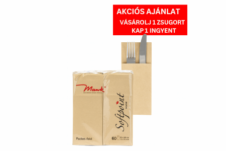 Softpoint, LEGKELENDŐBB - BAX Zsebes evőeszköztartó szalvéta – Softpoint (sötét krém) / 33 × 40 cm / 900 db