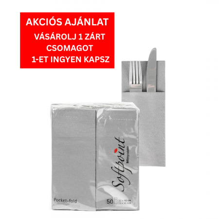 Linclass, PRÉMIUM MINŐSÉG - BAX Zsebes evőeszköztartó szalvéta – Softpoint (szürke) / 33 × 40 cm / 900 db