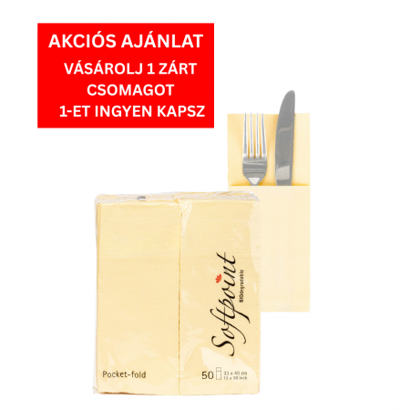 Softpoint, LEGKELENDŐBB - BAX Zsebes evőeszköztartó szalvéta – Softpoint (világos krém, pezsgő szín) / 33 × 40 cm / 900 db