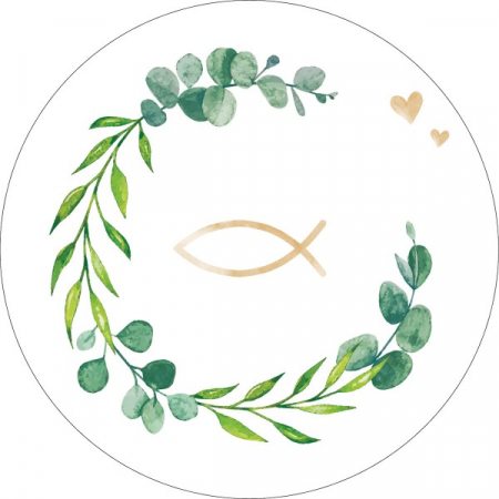 FEDŐK, POHARALÁTÉTEK ÉS ELŐKÉK - Karton poháralátét, fehér, hal minta, Ø 10,7 cm / 100 db