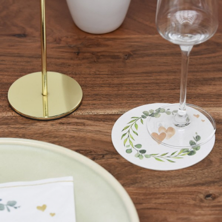 Karton poháralátét, fehér, szív minta, Ø 10,7 cm / 100 db [1]