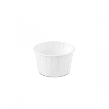 PRÉMIUM EGYSZER HASZNÁLATOS EDÉNYEK - Fehér papírtálka (FSC®), kerek / 120 ml / Ø 70 × h43 mm / 100 db  