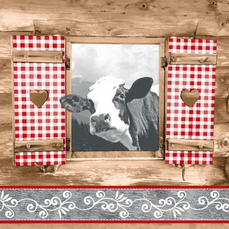 ÜNNEPI ASZTALI SZALVÉTÁK - Ünnepi szalvéták, Linclass – Almblick (tehénmintás) / 40 × 40 cm / 50 db  