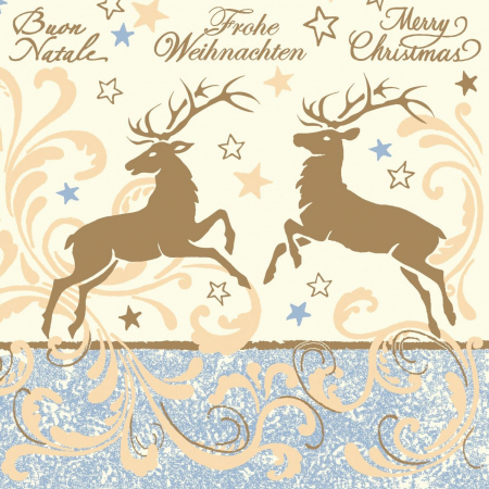 Ünnepi asztali szalvéták, Linclass – Liroy (rénszarvas – Boldog Karácsonyt) / 40 × 40 cm / 50 db [1]