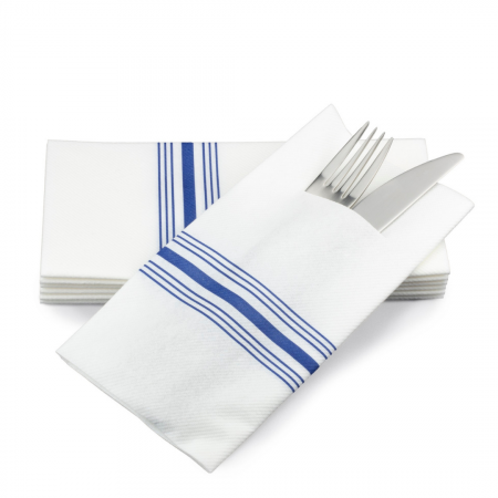 HETI AJÁNLAT - Evőeszköz-tartó szalvéta, Linclass – Airlaid Kék Bistro / 43 × 43 cm / 75 db  