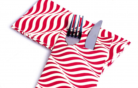 Linclass, PRÉMIUM MINŐSÉG - Zsebes evőeszköz-tartó szalvéta Linclass Nice (fehér-bordó) / 40 × 40 cm / 100 db