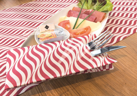 Zsebes evőeszköz-tartó szalvéta Linclass Nice (fehér-bordó) / 40 × 40 cm / 100 db [1]