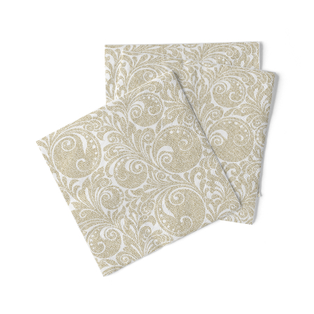 Karacsonyi tissue szalvetak 33 x 33 – Rendelesre - Karacsonyi 3 retegu tissue szalvetak - Jordan weiss-gold / feher-arany / 33 × 33 cm / 100 db