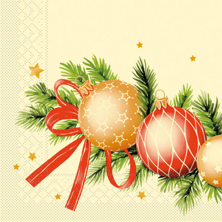 Karacsonyi tissue szalvetak 40 x 40 – Rendelesre - Karacsonyi 3 retegu tissue szalvetak - Kerstin champagner / pezsgoszin / 40 × 40 cm / 100 db