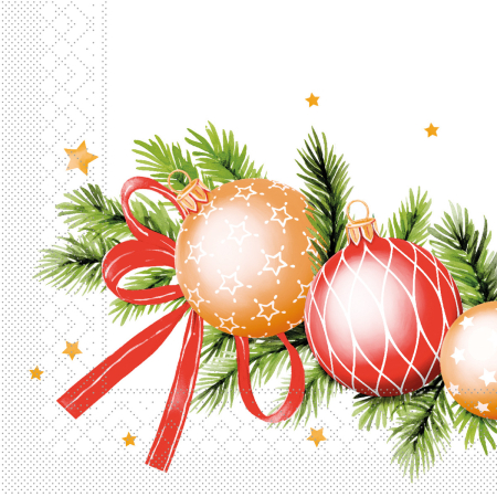 Karacsonyi tissue szalvetak 33 x 33 – Rendelesre - Karacsonyi 3 retegu tissue szalvetak - Kerstin weiss / feher / 33 × 33 cm / 100 db