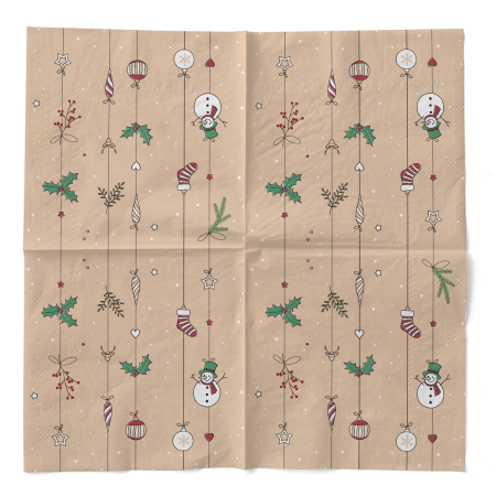 Karacsonyi 3 retegu tissue szalvetak - Snowman / 33 × 33 cm / 100 db [2]