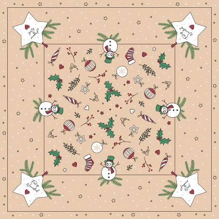 Karacsonyi asztalteritok – Rendelesre - Karacsonyi asztalterito Linclass - Snowman / 80 × 80 cm / 20 db