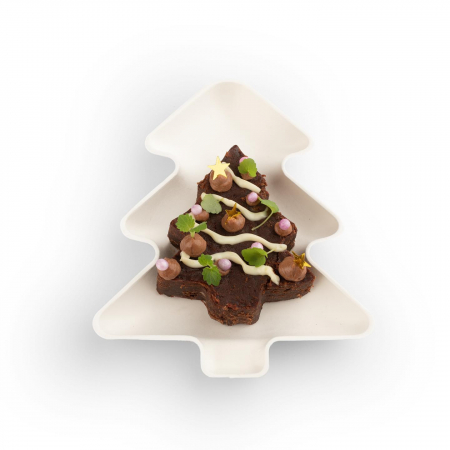 PRÉMIUM EGYSZER HASZNÁLATOS EDÉNYEK - Mini fenyőfa alakú tányér, cukornádból / 100 × 85 × h15 mm / 20 db  