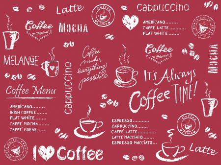 Asztali közép - Asztali alátét, Linclass – Coffee Time (bordó) / 40 × 30 cm / 100 db  