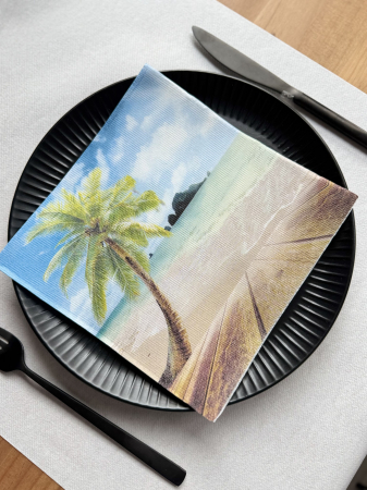 ÜNNEPI SZALVÉTÁK – TENGERI TÉMA – HALÁSZATI - Ünnepi asztali szalvéta Softpoint – Beach Relax / 40 × 40 cm / 50 db