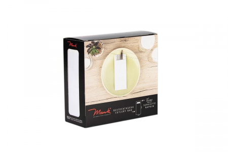 Fehér evőeszköztartó tasak fehér szalvétával / 100 db [3]