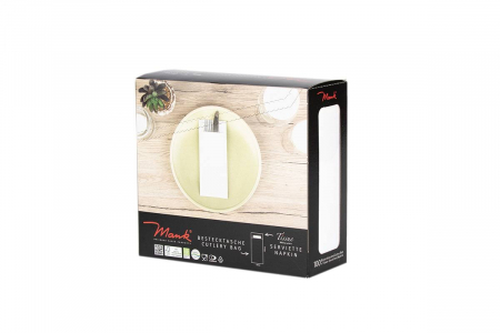 Fehér evőeszköztartó tasak fehér szalvétával / 100 db [4]