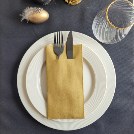 Zsebes evőeszköz-tartó szalvéta Linclass – Arany (Arany) / 40 × 40 cm / 75 db [3]